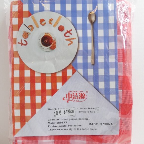 70.8" Round Tablecloth 10 Pack Thin Long & Thin Red White Checkerboard NWT - Picture 1 of 8